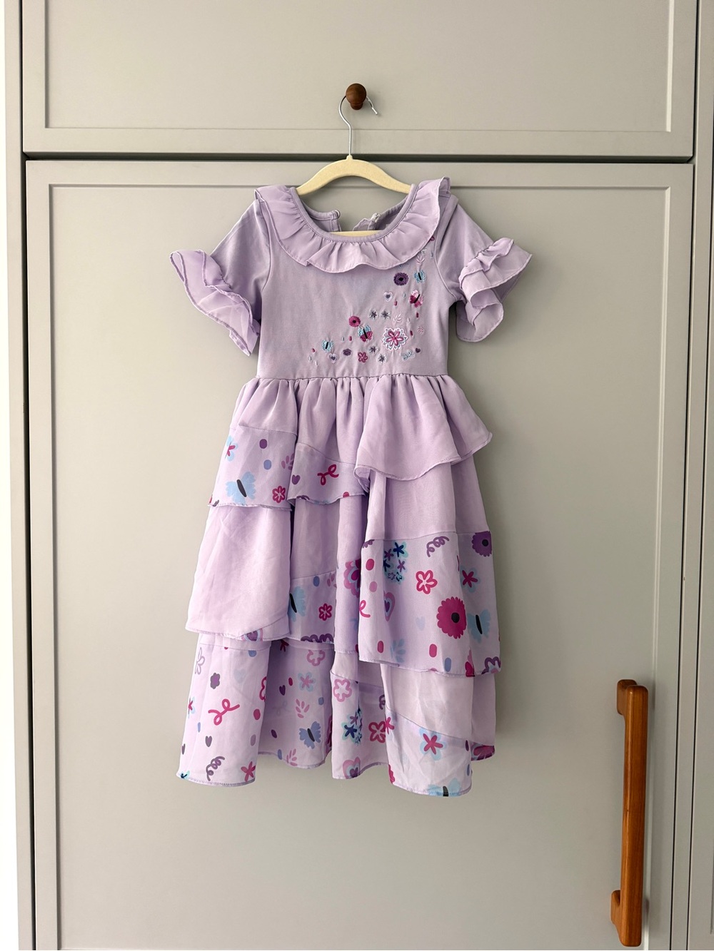 Lilac Tiered Floral Ruffle Dress for Girls